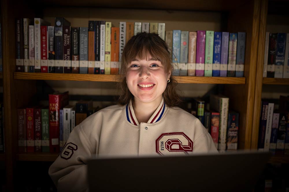Student in library
